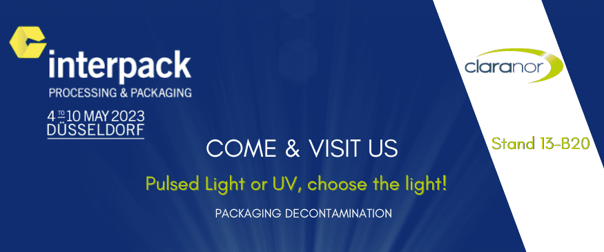 Décontamination d'emballages Claranor à Interpack, La décontamination d&#8217;emballages Claranor à Interpack, 4-10 Mai 2023