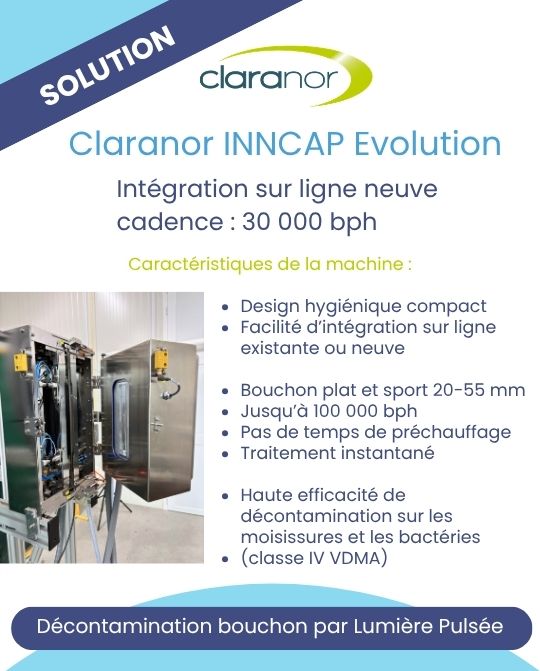 Machine INNCAP de d&eacute;contamination des bouchons des produits latiers